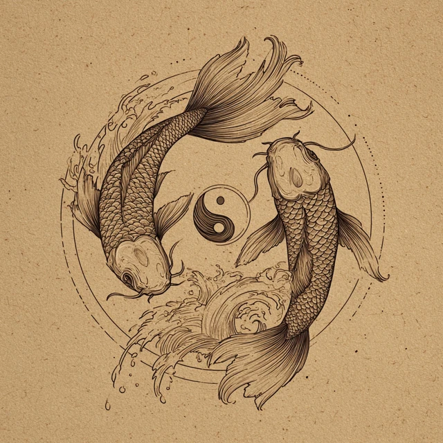 Koi Fish Tattoo Design Yin Yang Infinity Symbol