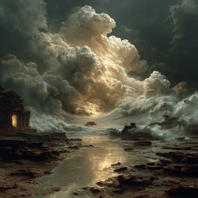 Dark Fantasy Beach Scene Epic Landscape Art