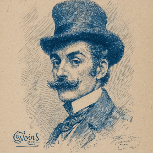 Vintage French Detective Portrait Illustration