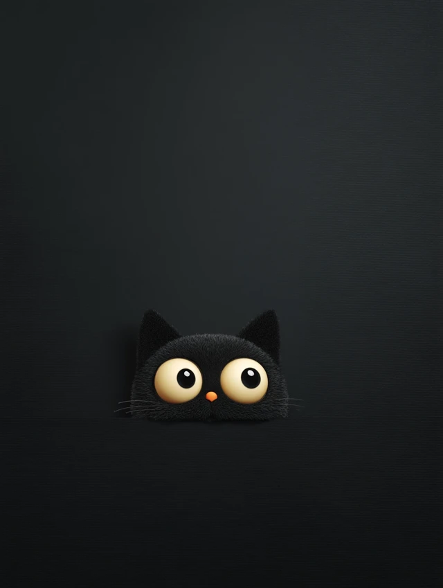 Cute Black Cat Peekaboo Illustration