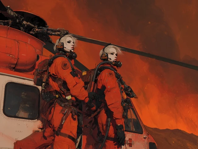 Goth Firefighters in Helicopter Epic Rescue