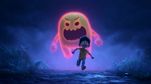 Terrified Boy Running from Emoji Monster Animation