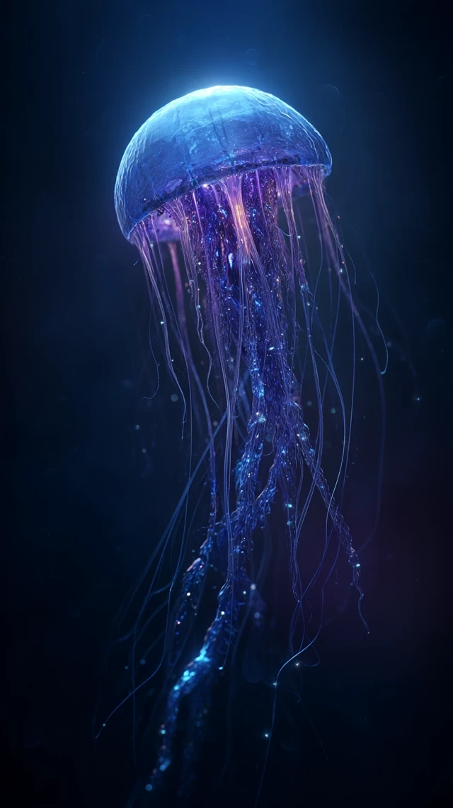 Bioluminescent Jellyfish: Deep-Sea Portrait