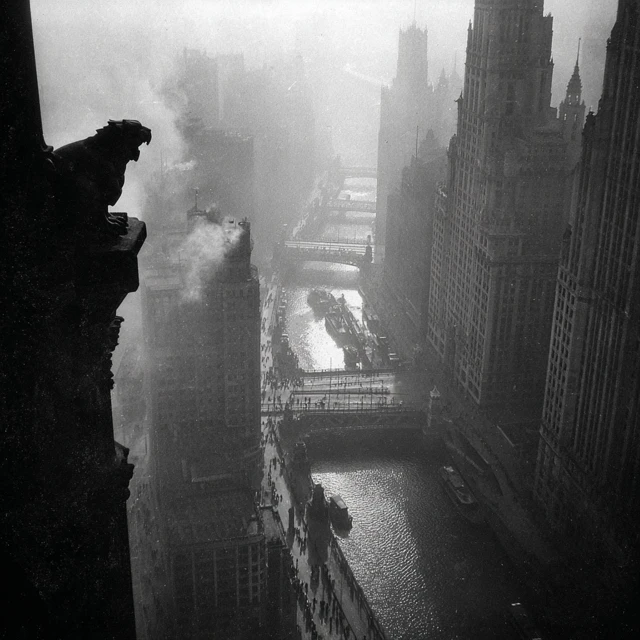 Industrial Cityscape Gargoyle Photo