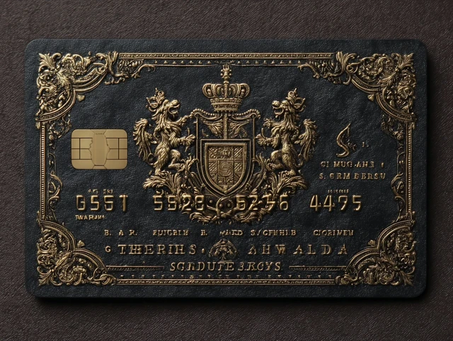 Luxury Black Metal Card with Gold Embossing Design