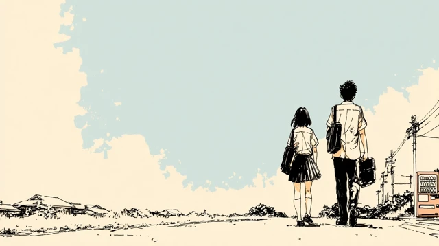 Manga Style Nostalgic Summer Street Scene Illustration