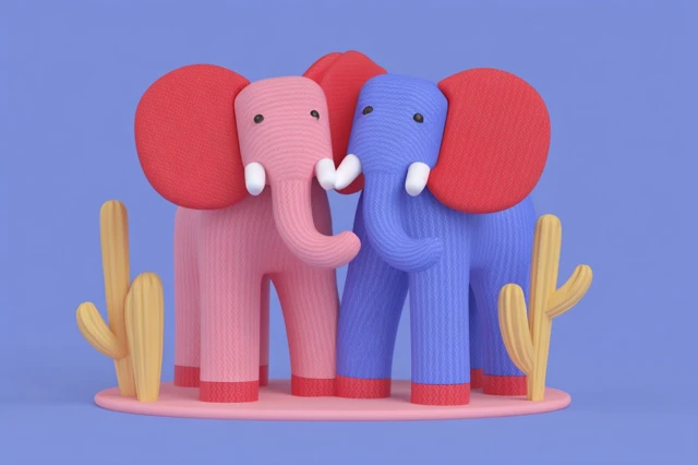 Surreal Elephants in a Minimalist Fantasy Landscape