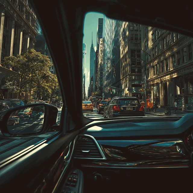 Cityscape from a Car: Modern View