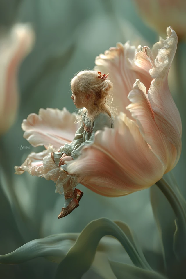 Girl in a Tulip: Fairytale Illustration
