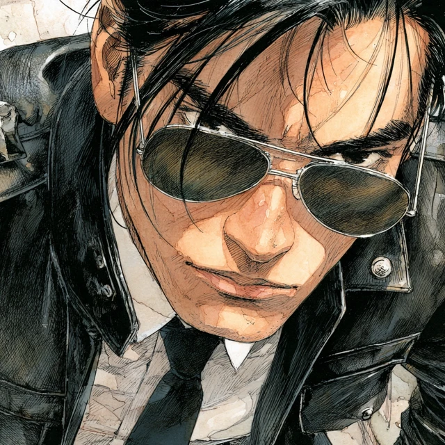 Noir Manga Protagonist in Leather Blazer