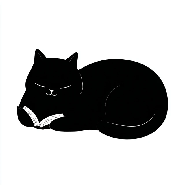 Black Cat Silhouette Clip Art Illustration for Holiday Design