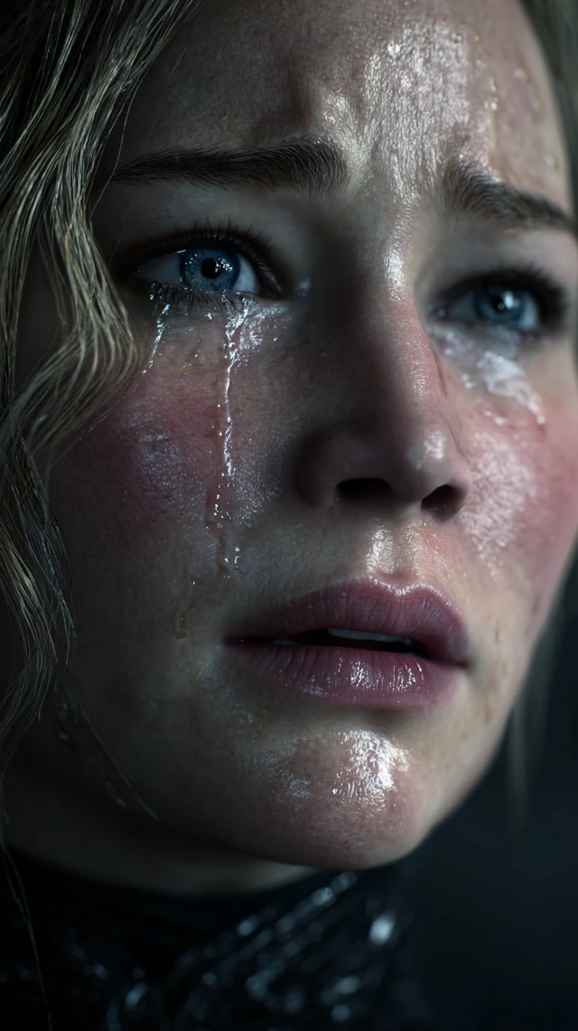 Jennifer Lawrences Face Crying Close Up Portrait