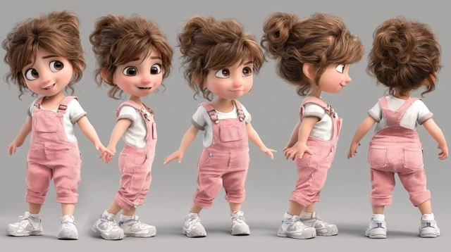 3D Pixar Spanish Girl Character Sheet