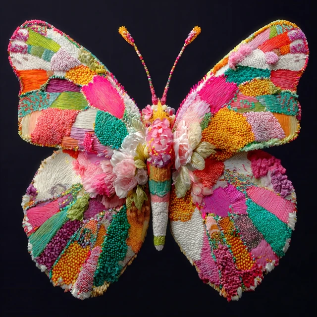 Colorful Butterfly Art on Black Background