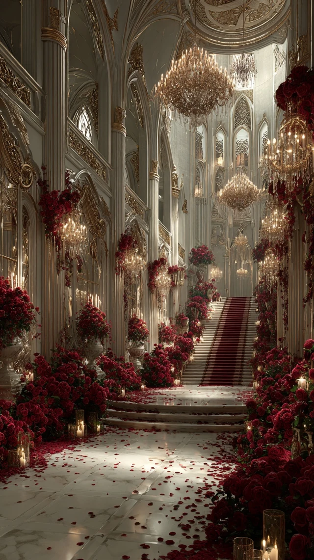 Castle Interior Roses and Gold Details