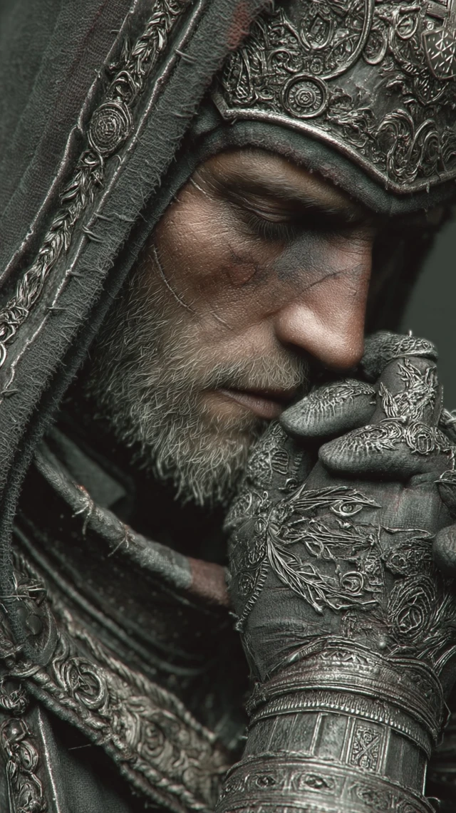 Dark Medieval Lord in Intricate Armor