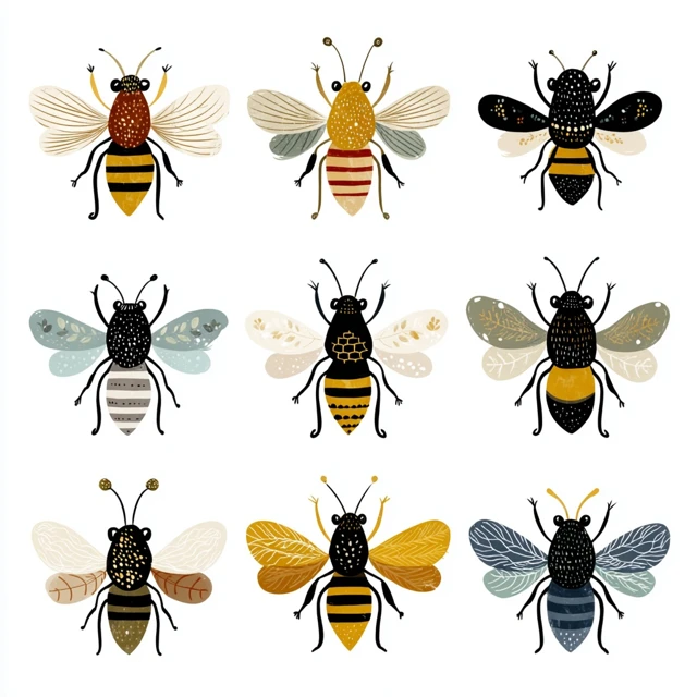 Honey Bee Vector Illustration Doodle Style