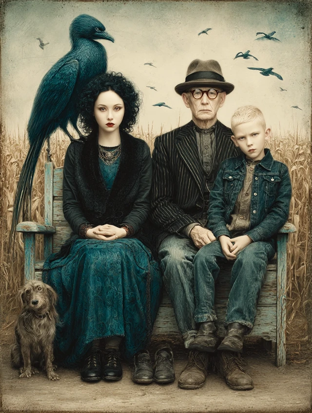 Quirky Family Portrait Surreal Art