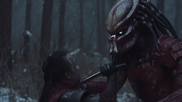 Predator Samurai Fight SciFi Action Scene