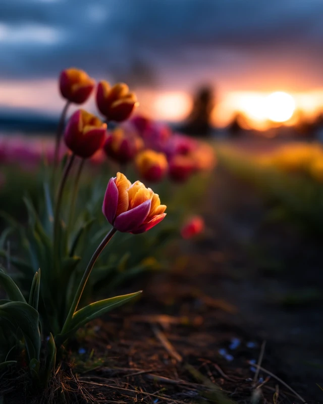 Tulips at Sunset A Beautiful Nature Photography