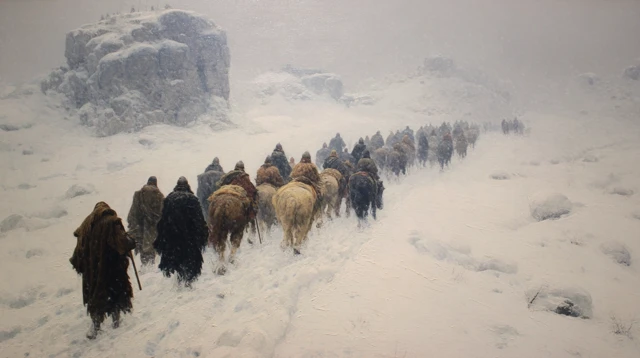Carolingian Soldiers in Snowstorm Oil Painting