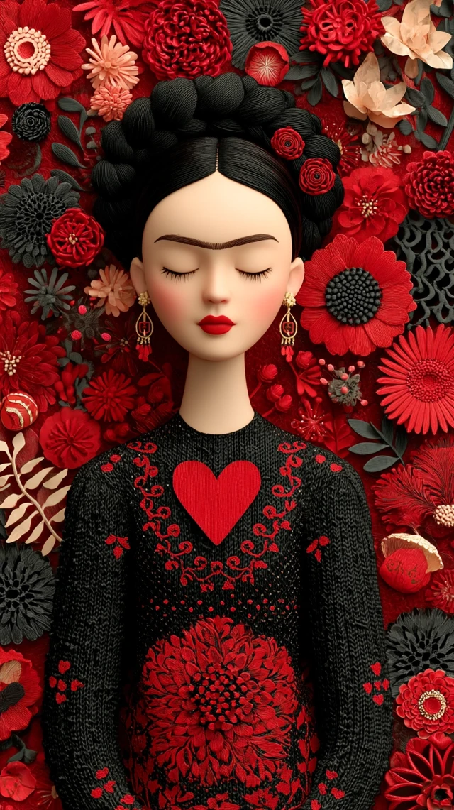Romantic Frida Kahlo Valentines Day Art