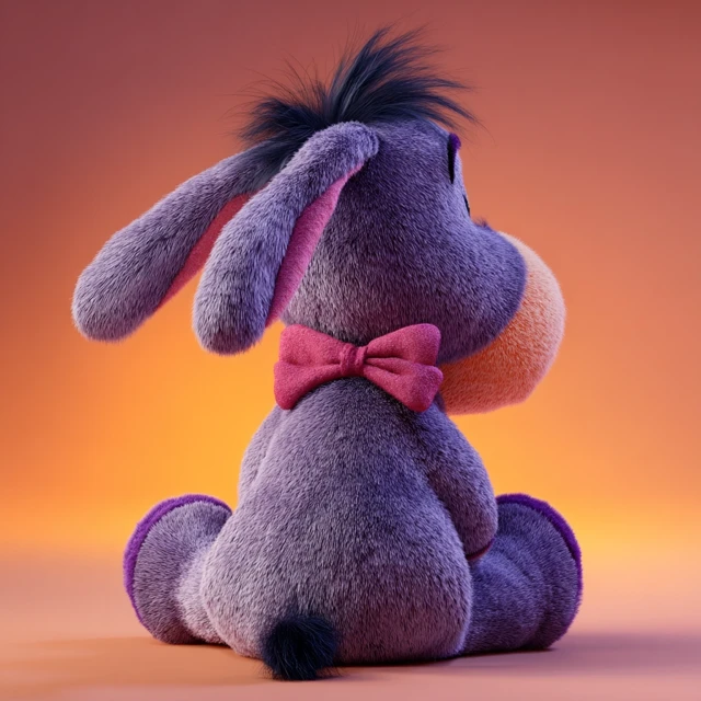 3D Eeyore Plush Toy with Orange Sunset Light