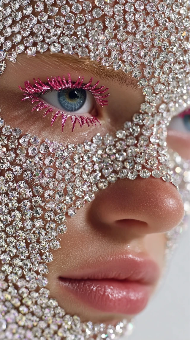 Jeweled Face Close Up Portrait Editorial Beauty Shot