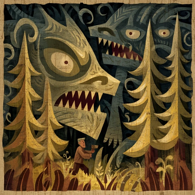 Unsettling Monsters in a Dark Pine Forest