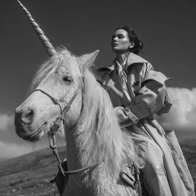 Woman on Unicorn High Fashion Photography