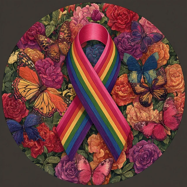 Cancer Awareness Art Ribbon Butterflies Roses HD