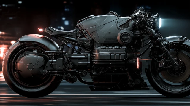 Cyberpunk Motorcycle Futuristic Design Illustration