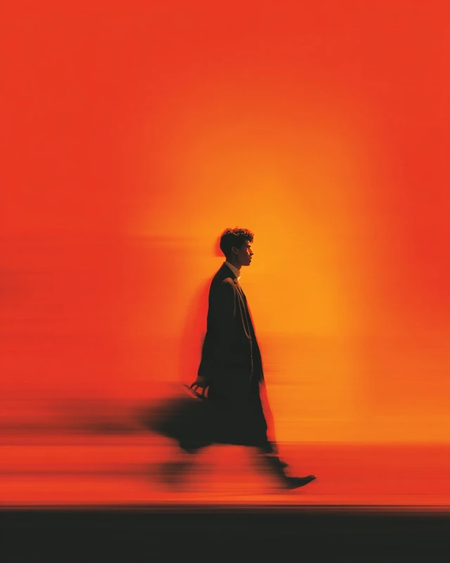 Motion Blur Silhouette Red Gradient Background