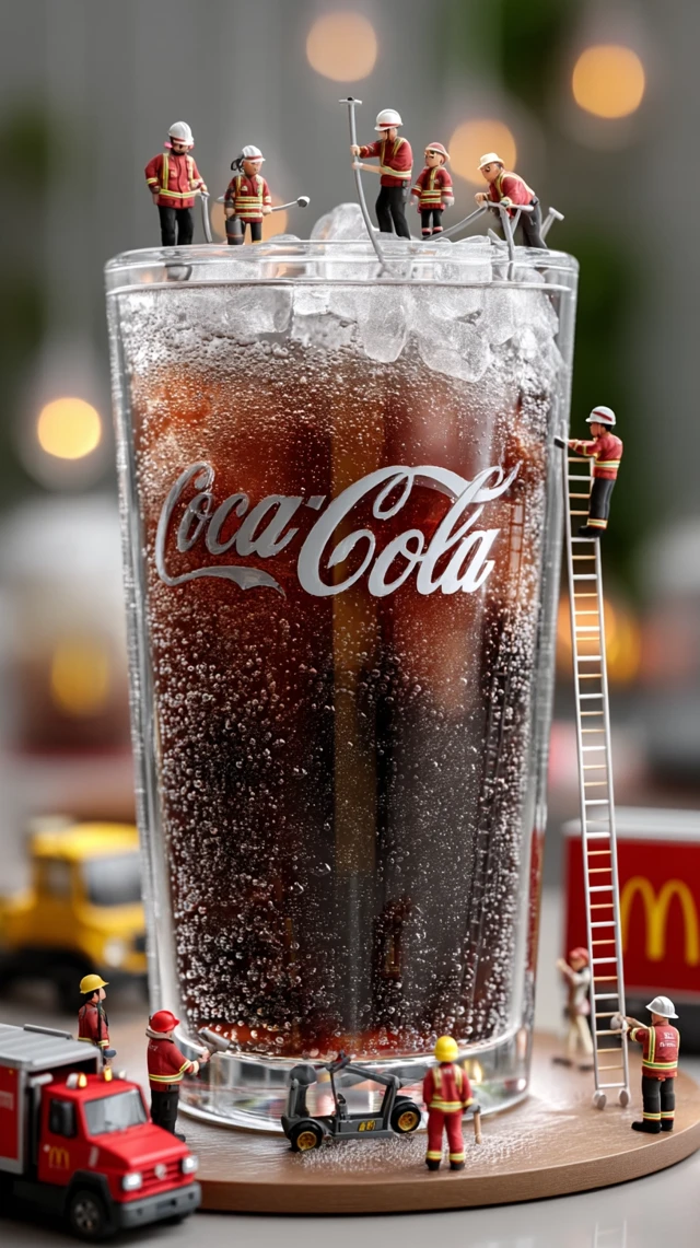 Tiny Firefighters Fight Soda in a Giant Coca-Cola Cup