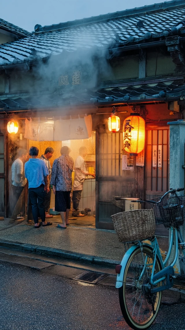 Japanese Sento Bathhouse at Blue Hour