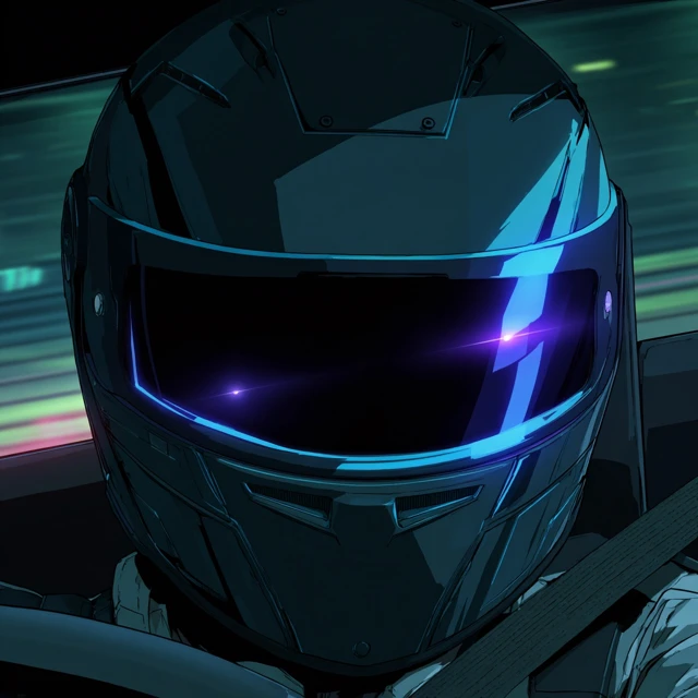 Cyberpunk Anime Racer Helmet Night Drive