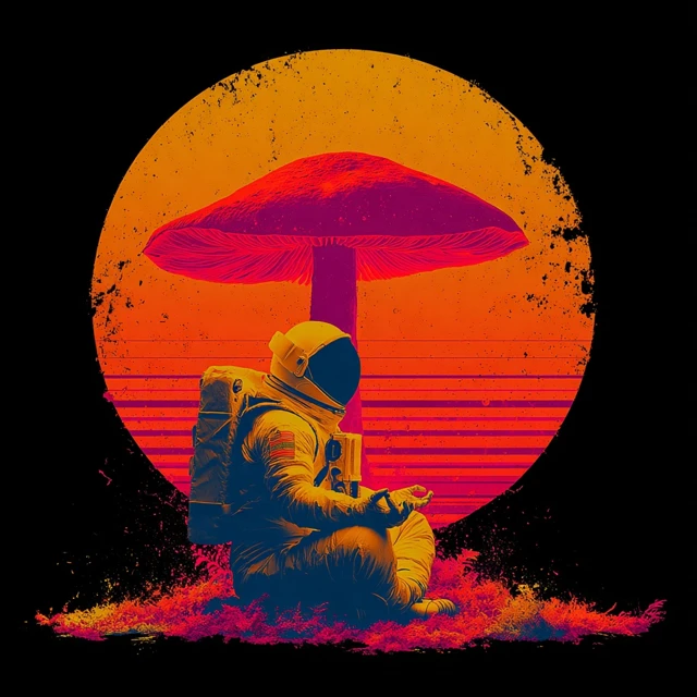 Astronaut Meditating Surreal Trippy Design