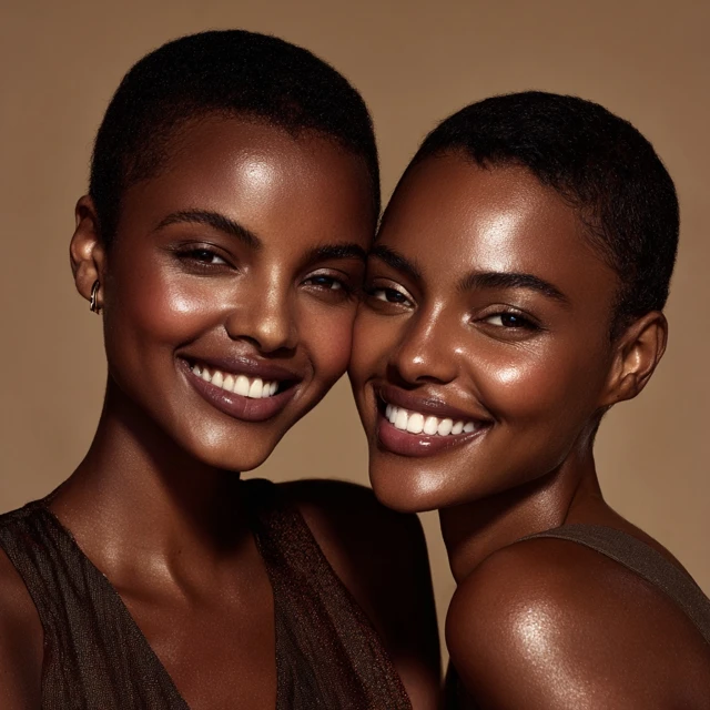 African Skincare Models Smiling Photo Realistic