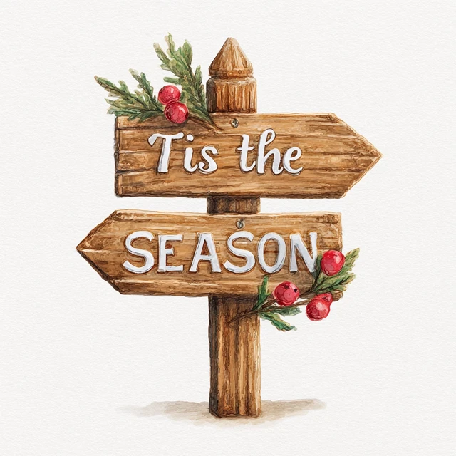 Tis the SEASON Watercolor Wooden Sign