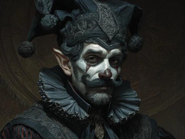 Dungeons and Dragons Elf Jester Dark Fantasy Art
