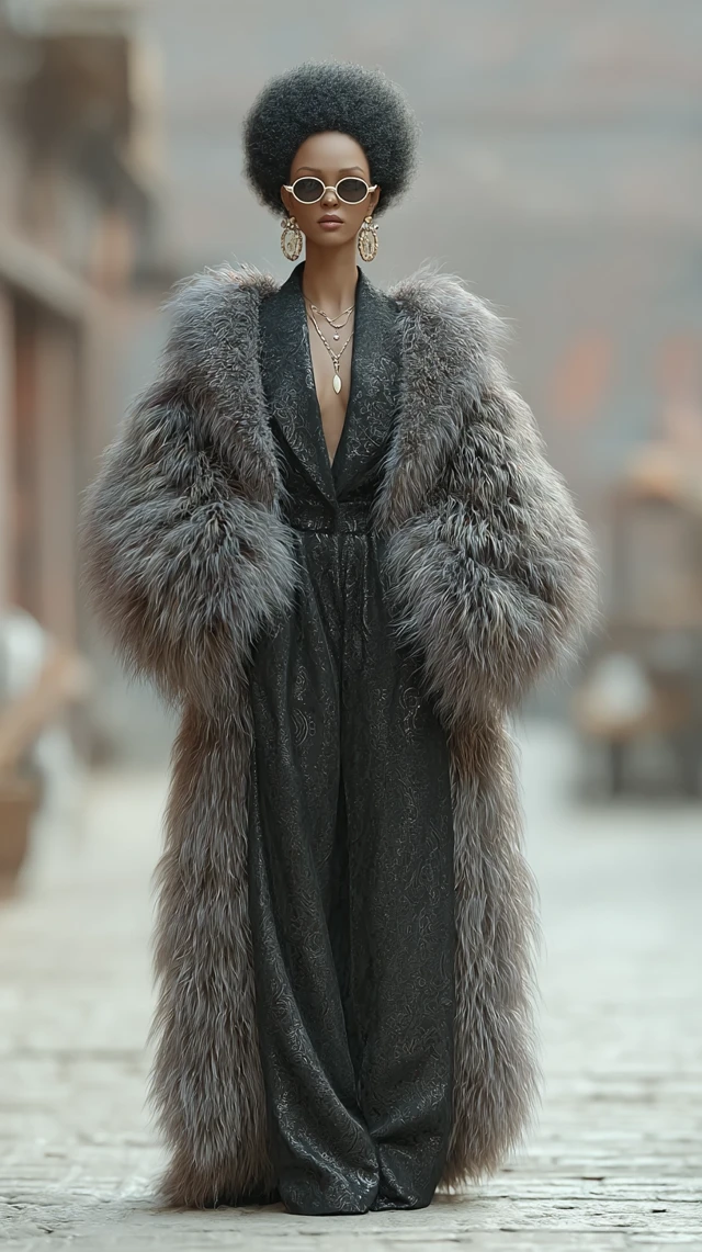 Fashion Street Woman in Winter, Cinematic Portrait