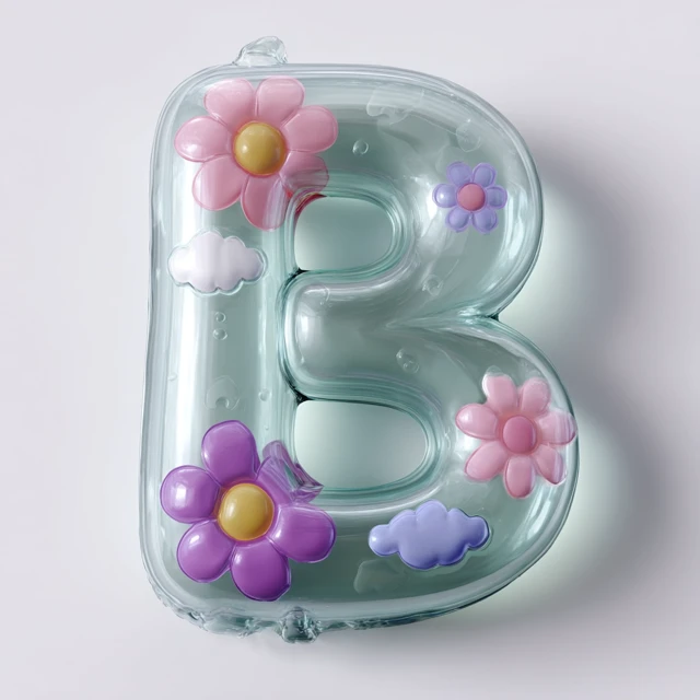 Inflatable Letter B with Flowers and Clouds Toy Aesthetic