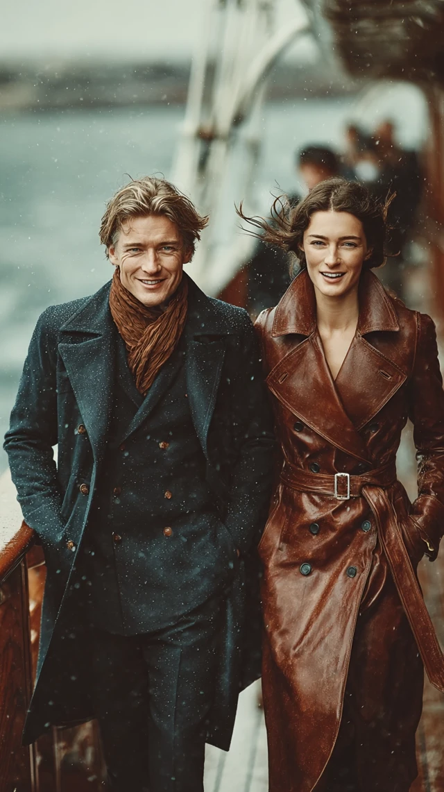 French Couple Luxury Cruise Fashion Portrait