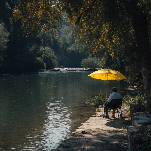 Fishing by the River Relaxing Scene
