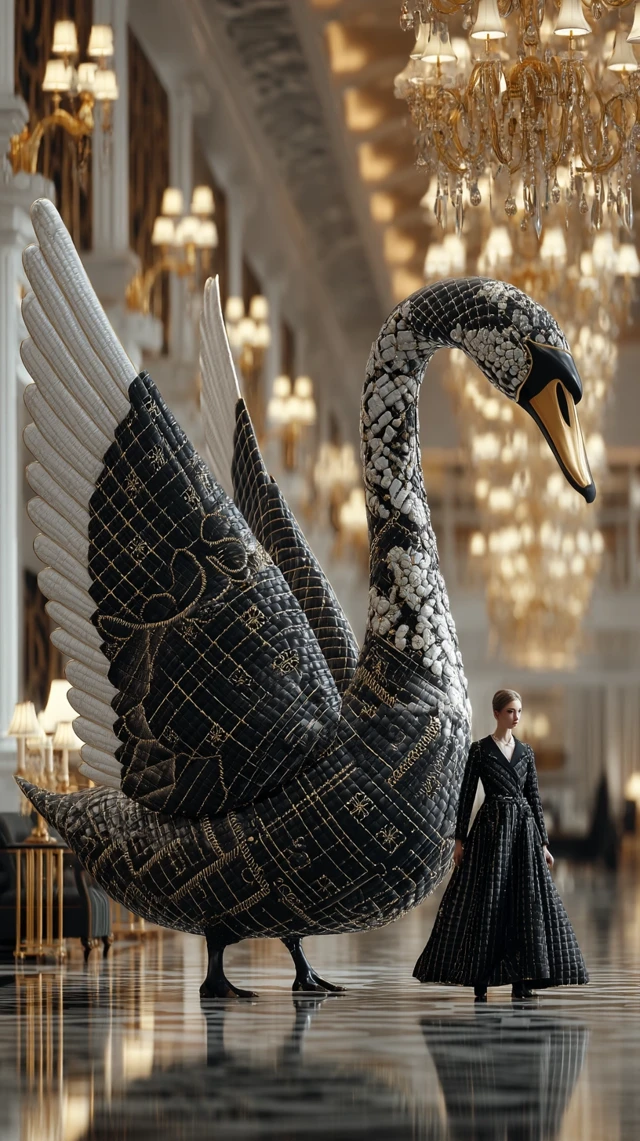 Majestic Swan in a Luxurious Palace 4K