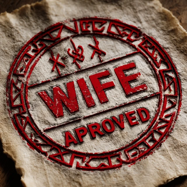 WIFE APPROVED Rubber Stamp Vintage Style Design