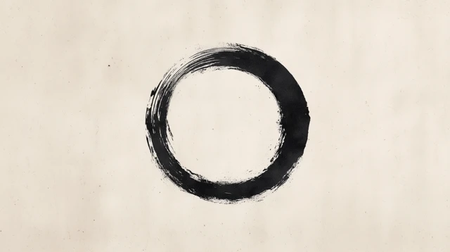 Zen Circle Ink Brush Stroke Art