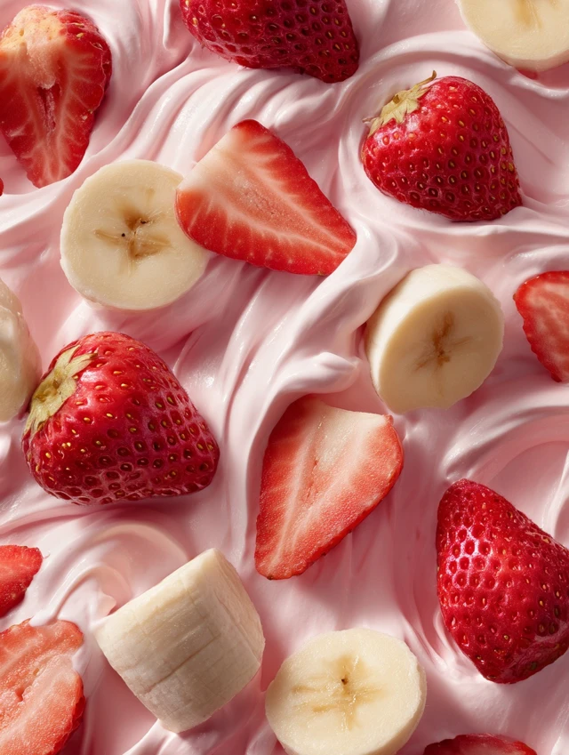 Strawberry Banana Dessert Flatlay Food Photography