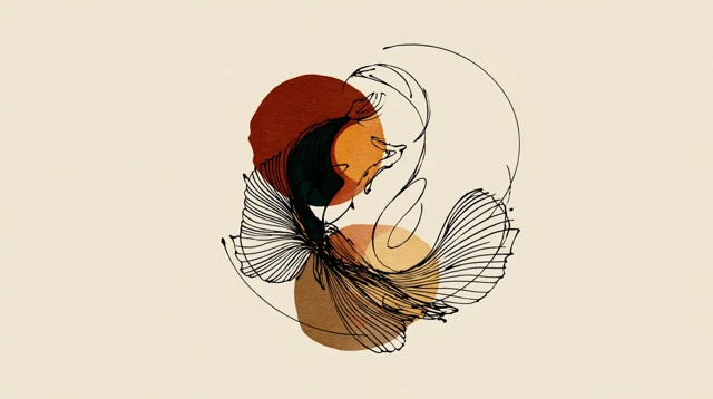 Abstract Contour Art Coffee Colors Minimalism