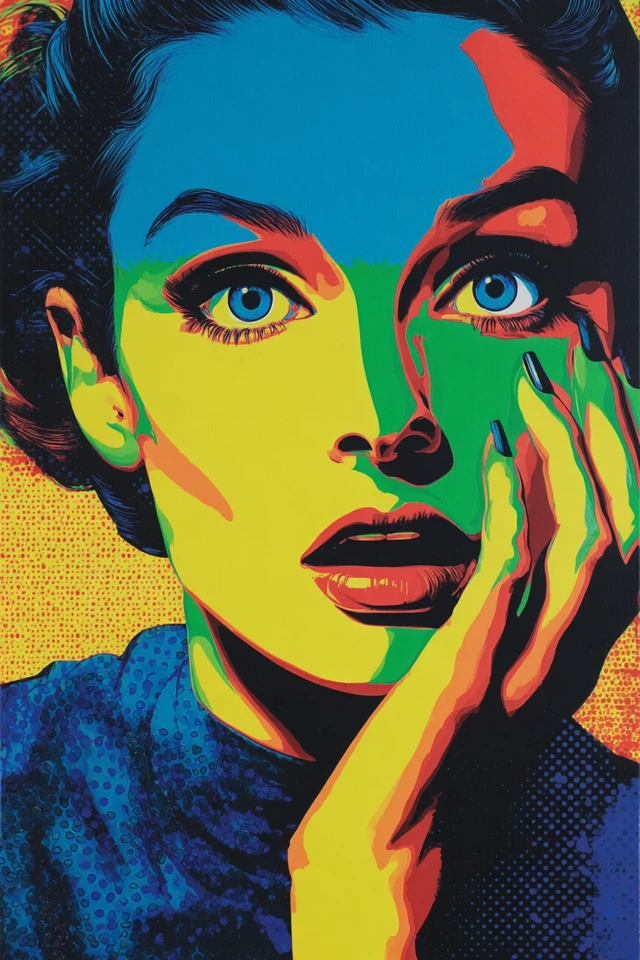 Pop Art Tableau Portrait Colorful Face Art Print